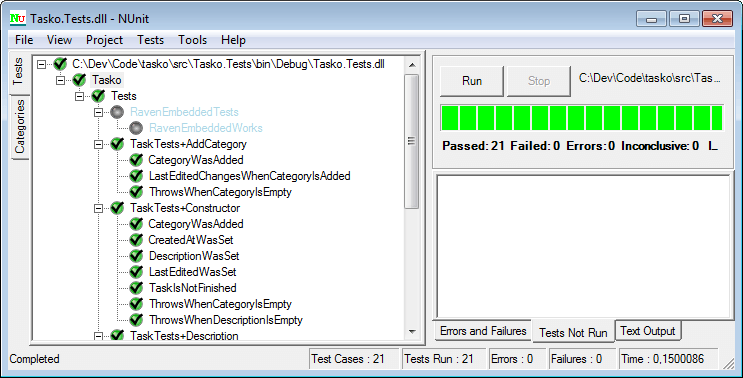 After pressing the Run button